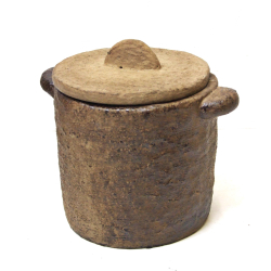 Pojemnik z pokrywką rustykalny / gliniany 14cm Brązowy
